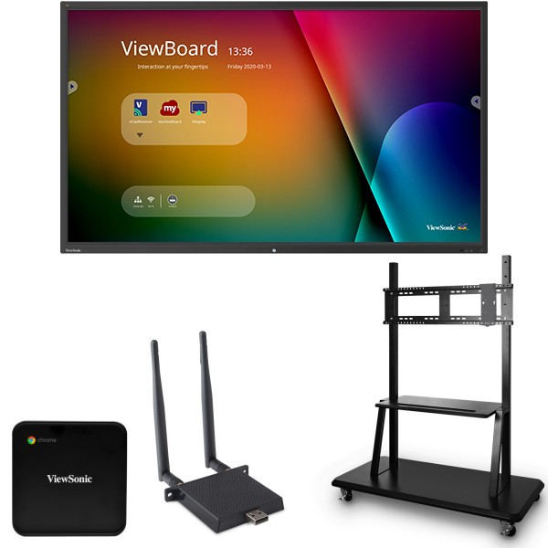 Viewsonic IFP9850-E2 98” ViewBoard® 4K Ultra HD Interactive Flat Panel Chrome Bundle 1