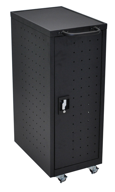 Luxor LLTP12-B-UPS Black 12 Chromebook Charging Cart w/ Electrical Outlets
