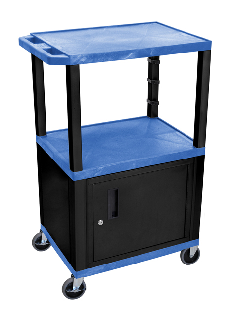 Luxor WT42BUC2E-B Blue Tuffy 3 Shelf 42in. AV Cart W/ Cabinet
