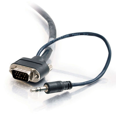 C2G 40177 35ft HD15 SXGA + 3.5mm M/M Cable, Rounded Low Profile Connectors