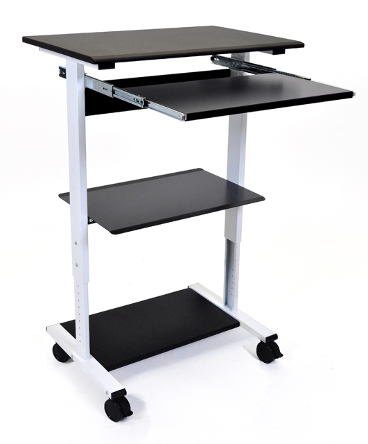 Luxor STAND-WS30 Mobile 3 Shelf Adjustable Stand Up Workstation