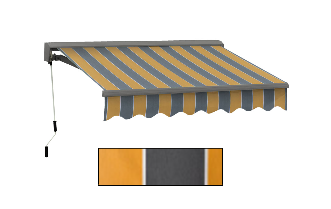 Advaning 10x8ft. C Series Manual Awning, Sunny Yellow w/ Gray Stripes