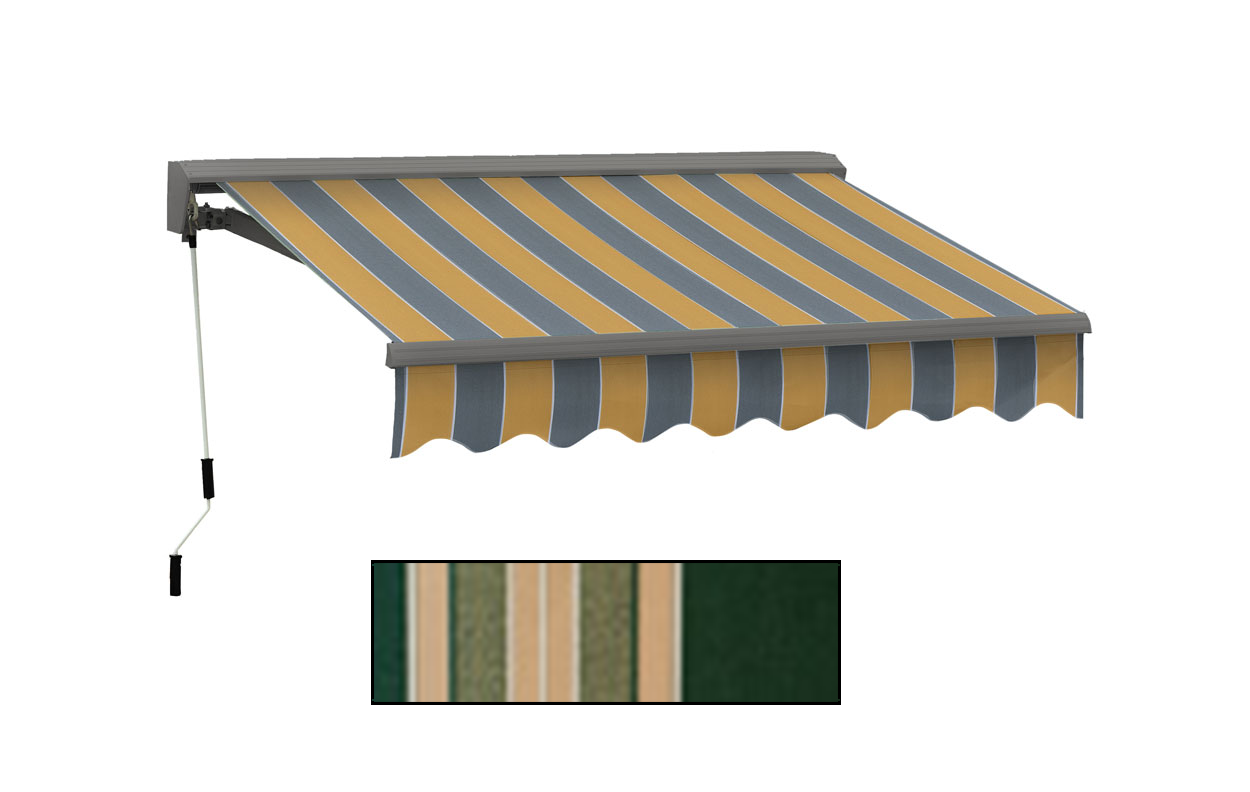 Advaning 12x10ft. C Series Manual Awning, Forest Green w/ Beige Stripes