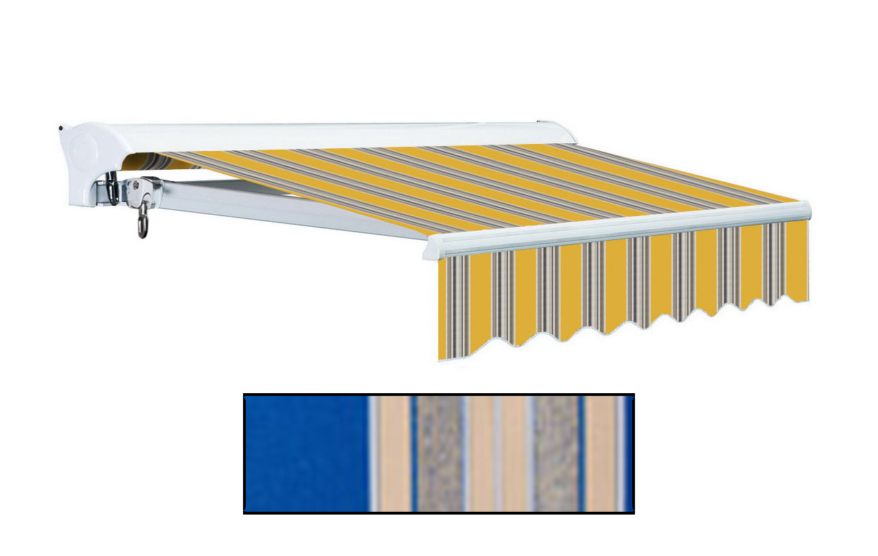 Advaning 10x8ft. L Series Manual Awning, Ocean Blue w/ Sand Beige Stripes