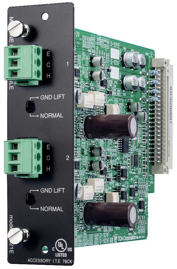 TOA D-921E 2-channel Phoenix Mic/Line Input Module for D-901 (24-Bit)