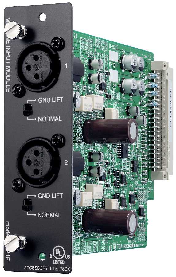 TOA D-921F 2-channel XLR Mic/Line Input Module for D-901 (24-Bit)