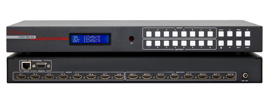 Hall HSM-88-4K 4K 8X8 HDMI Matrix Switch with IR, RS-232, and IP Control