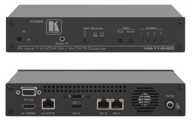 Kramer VM-114H2C 2x1:4 (2 HDMI & 2 Twisted PairTransmitter) Distribution Amp