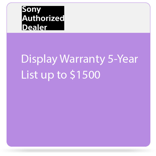 Sony SPSDISP01EW5 Display Warranty 5-Year List up to $1500